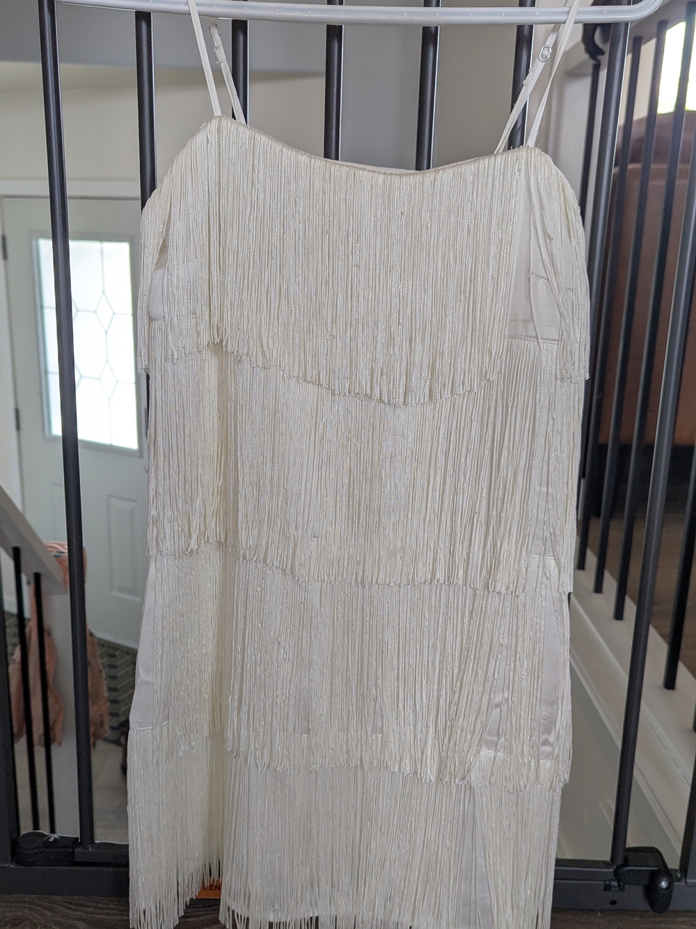 Abercrombie Ivory Fringe Slip Dress